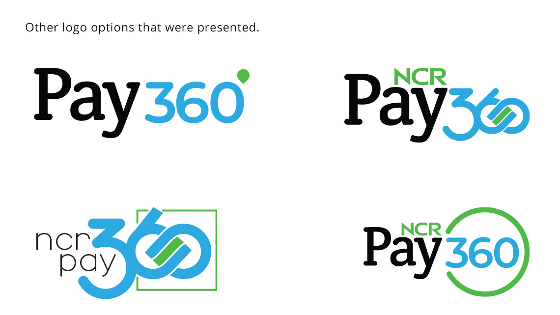 NCR Pay360 logo drafts